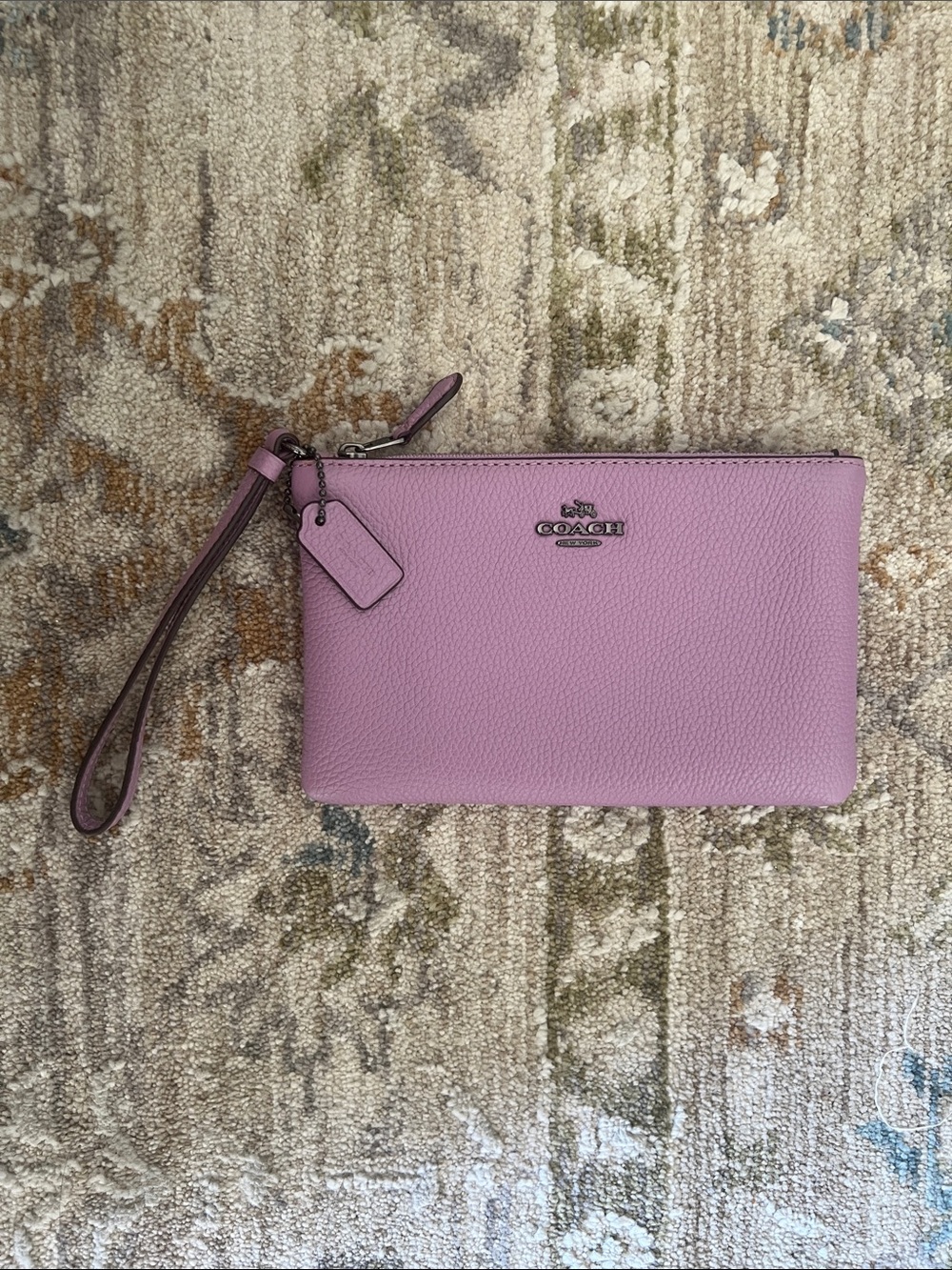 Coach Lilac Pebbled Leather Wristlet Clutch